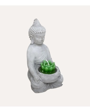 Figura Decorativa Buda Portavelas de Cemento