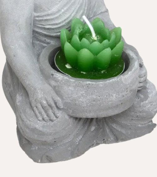 Figura Decorativa Buda Portavelas de Cemento