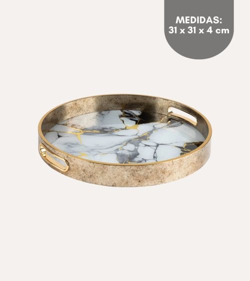 Bandeja Dorada Inaya de Vidrio y Metal