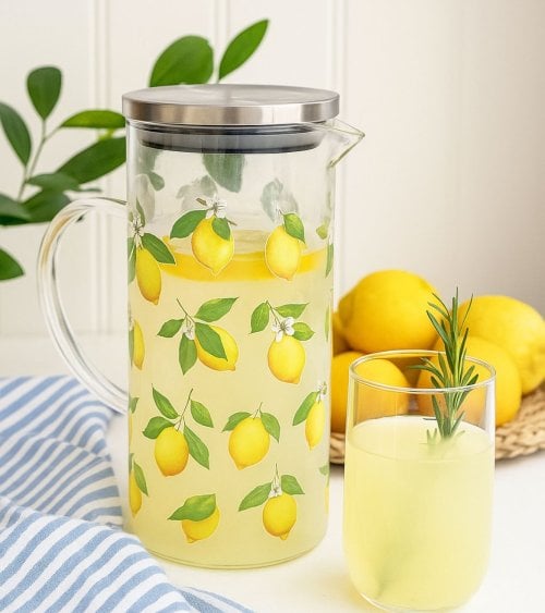 Jarra Limones de Cristal con Tapa de Metal