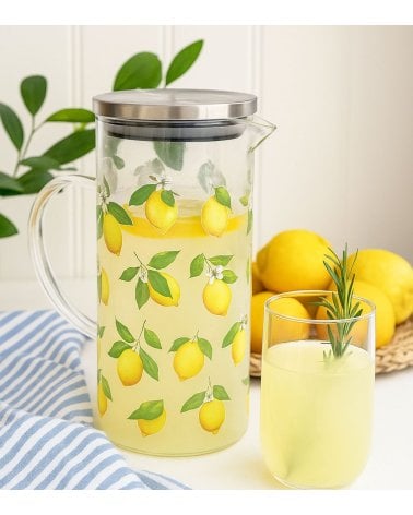 Jarra Limones de Cristal con Tapa de Metal