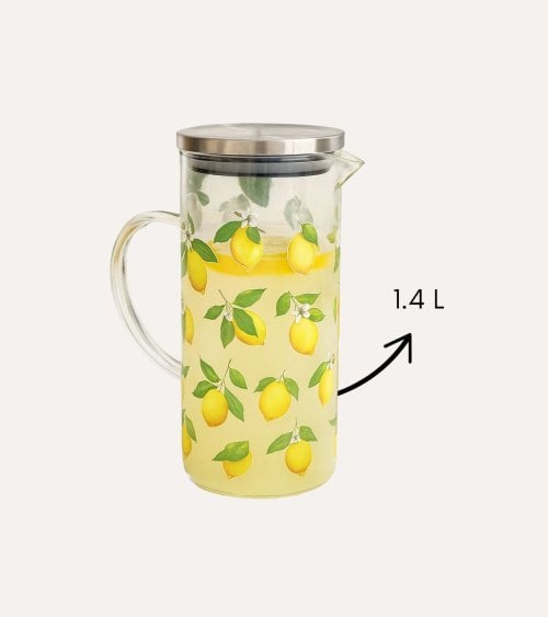 Jarra Limones de Cristal con Tapa de Metal