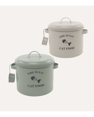 Bote para Comida de Gato de Metal con Cazo