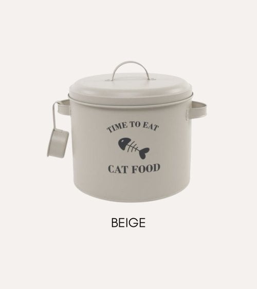 Bote para Comida de Gato de Metal con Cazo