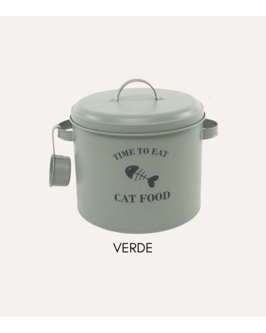 Bote para Comida de Gato de Metal con Cazo
