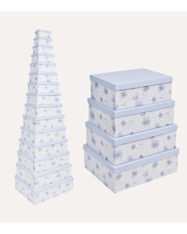 Caja para Regalo Flores Azules de Cartón