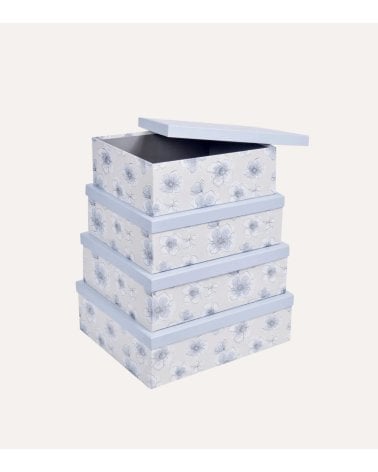 Caja para Regalo Flores Azules de Cartón