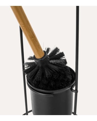 Portarrollos y Escobillero Black Bamboo de Metal y Bambú