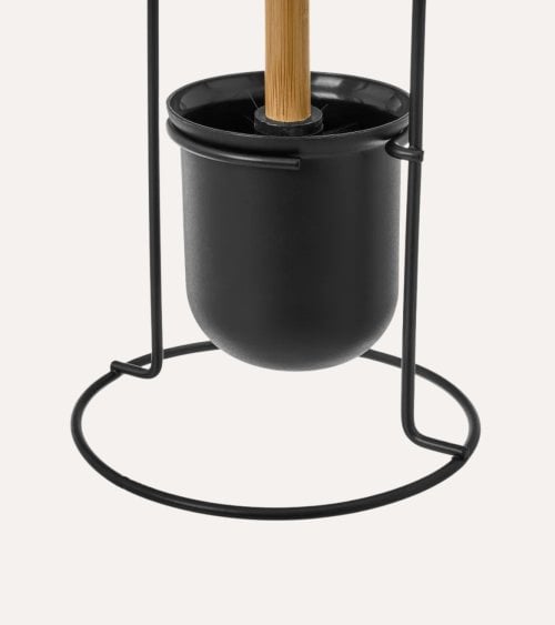 Portarrollos y Escobillero Black Bamboo de Metal y Bambú