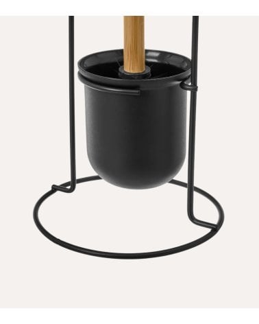 Portarrollos y Escobillero Black Bamboo de Metal y Bambú