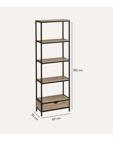 Estantería de 4 Niveles y Un Cajón de Metal