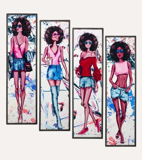 Cuadro Impresión Chica Rizada de MDF y Plástico