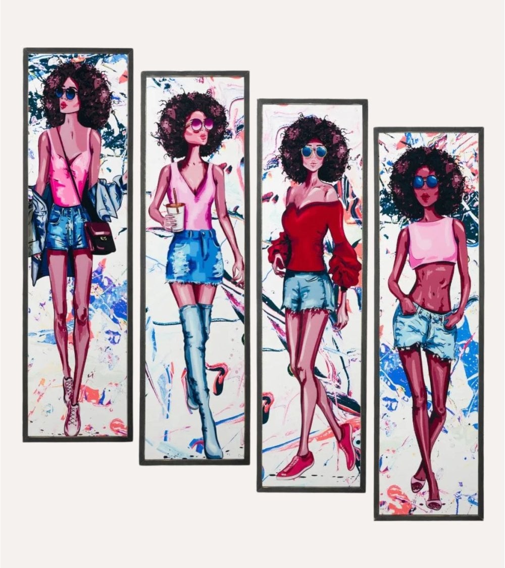 Cuadro Impresión Chica Rizada de MDF y Plástico