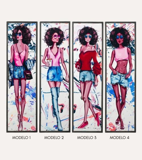 Cuadro Impresión Chica Rizada de MDF y Plástico