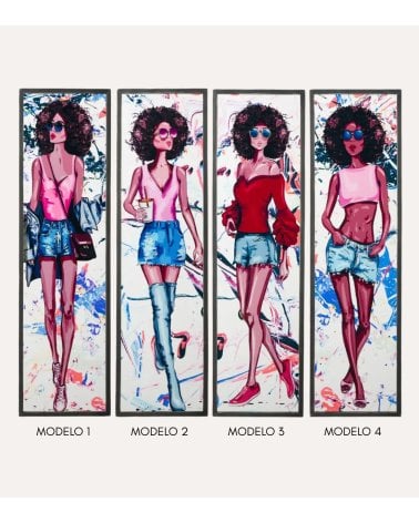 Cuadro Impresión Chica Rizada de MDF y Plástico