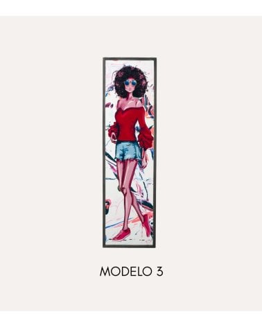 Cuadro Impresión Chica Rizada de MDF y Plástico