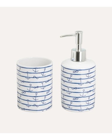 Set de Baño de 2 Piezas Rayas Marineras de Cerámica