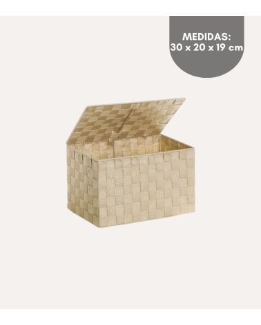 Cesta con Tapa de Tejido Grueso de PP