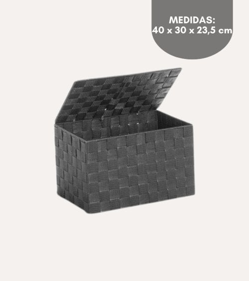 Cesta con Tapa de Tejido Grueso de PP