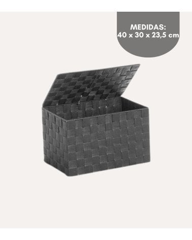 Cesta con Tapa de Tejido Grueso de PP