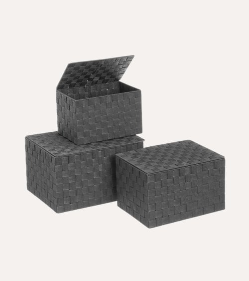 Cesta con Tapa de Tejido Grueso de PP