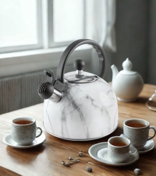 Cafetera Silbante Mármol de Acero Inoxidable