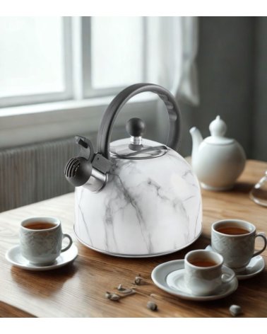 Cafetera Silbante Mármol de Acero Inoxidable