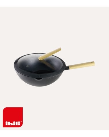 Sartén Wok Luxe con Tapa de Cristal Templado