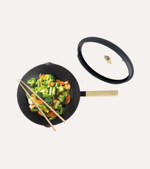 Sartén Wok Luxe con Tapa de Cristal Templado