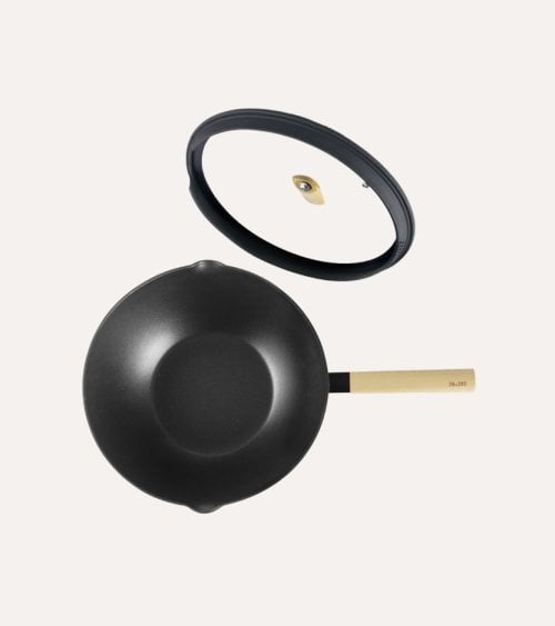 Sartén Wok Luxe con Tapa de Cristal Templado