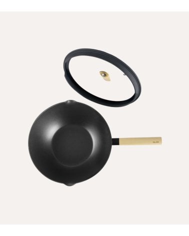Sartén Wok Luxe con Tapa de Cristal Templado
