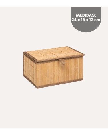 Cajas Rectángulares con Tapa de Palillería de Bambú