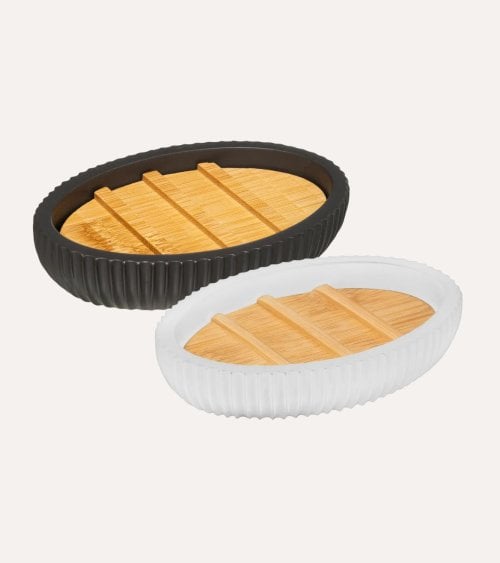 Jabonera Modern de Poliresina y Bambú