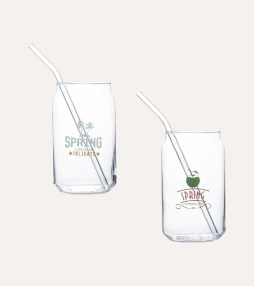 Vaso de Cóctel con Pajita de Vidrio