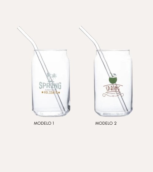 Vaso de Cóctel con Pajita de Vidrio