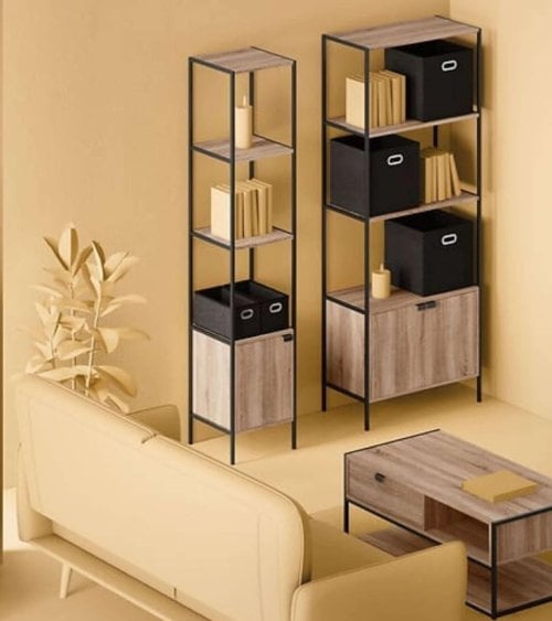 Estantería Aliaj con Un Cajón de MDF y Acero