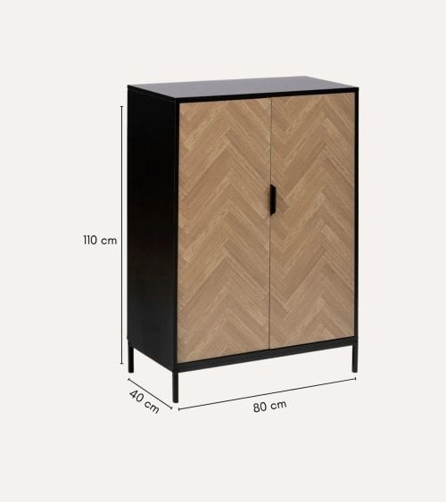 Aparador Chevrons de 2 Puertas de MDF con Efecto Pino