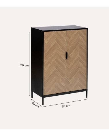 Aparador Chevrons de 2 Puertas de MDF con Efecto Pino