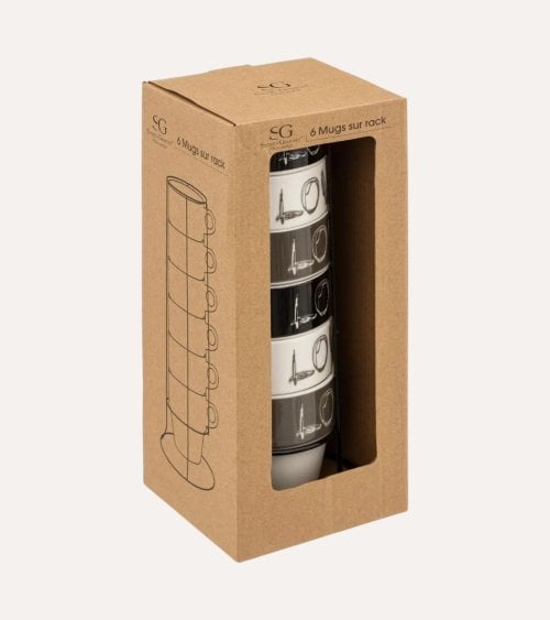 Set de 6 Tazas Love con Base de Porcelana y Hierro