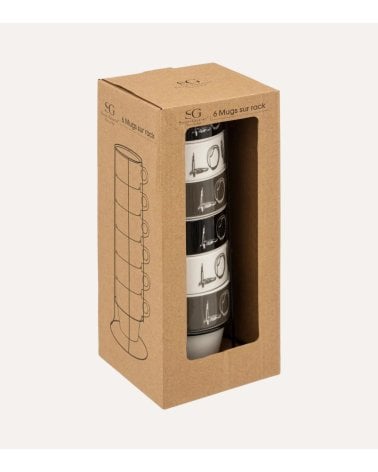 Set de 6 Tazas Love con Base de Porcelana y Hierro
