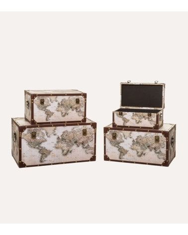 Baúl Anzo de Mapa Mundial de MDF