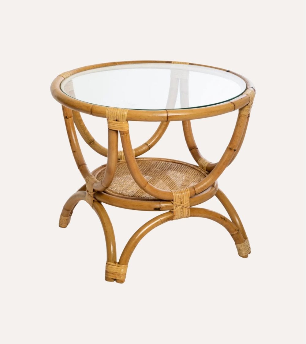 Mesa de Centro Farah de Ratán y Vidrio