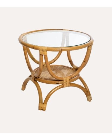 Mesa de Centro Farah de Ratán y Vidrio