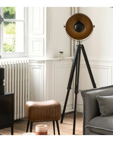 Lámpara de Pie Tripode Lahti de Madera y Metal