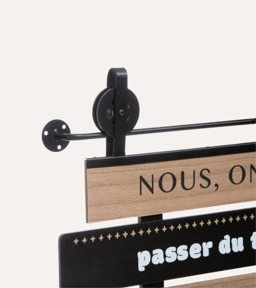 Decoración de Pared Polea de Familia de Madera y Metal