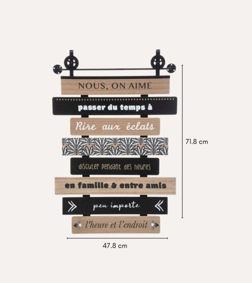 Decoración de Pared Polea de Familia de Madera y Metal