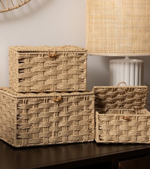 Caja Elio con Tapa de Tejido de Papel y Acero