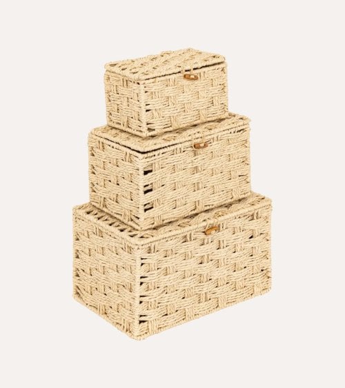 Caja Elio con Tapa de Tejido de Papel y Acero