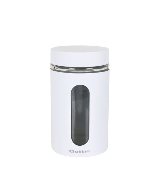 Tarro de Acero con Ventana de Vidrio en Color Blanco-1