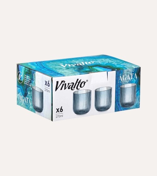 Set de 6 Vasos Agata de Cristal Tallado